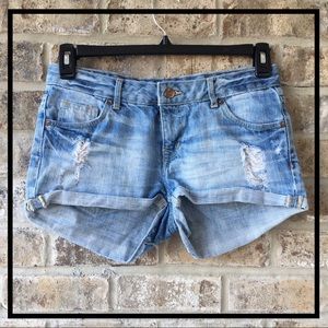 H&M JEAN SHORTS DENIM DISTRESSED LOWRISE STONEWASH